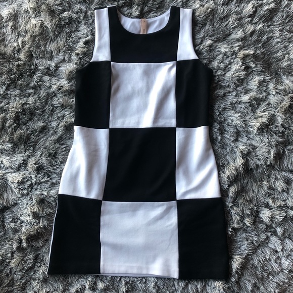 60s mod dress black and white